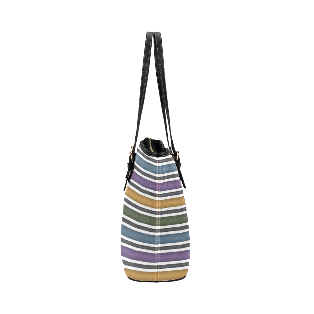 Stripe Leather Tote Bag/Small (Model 1651)