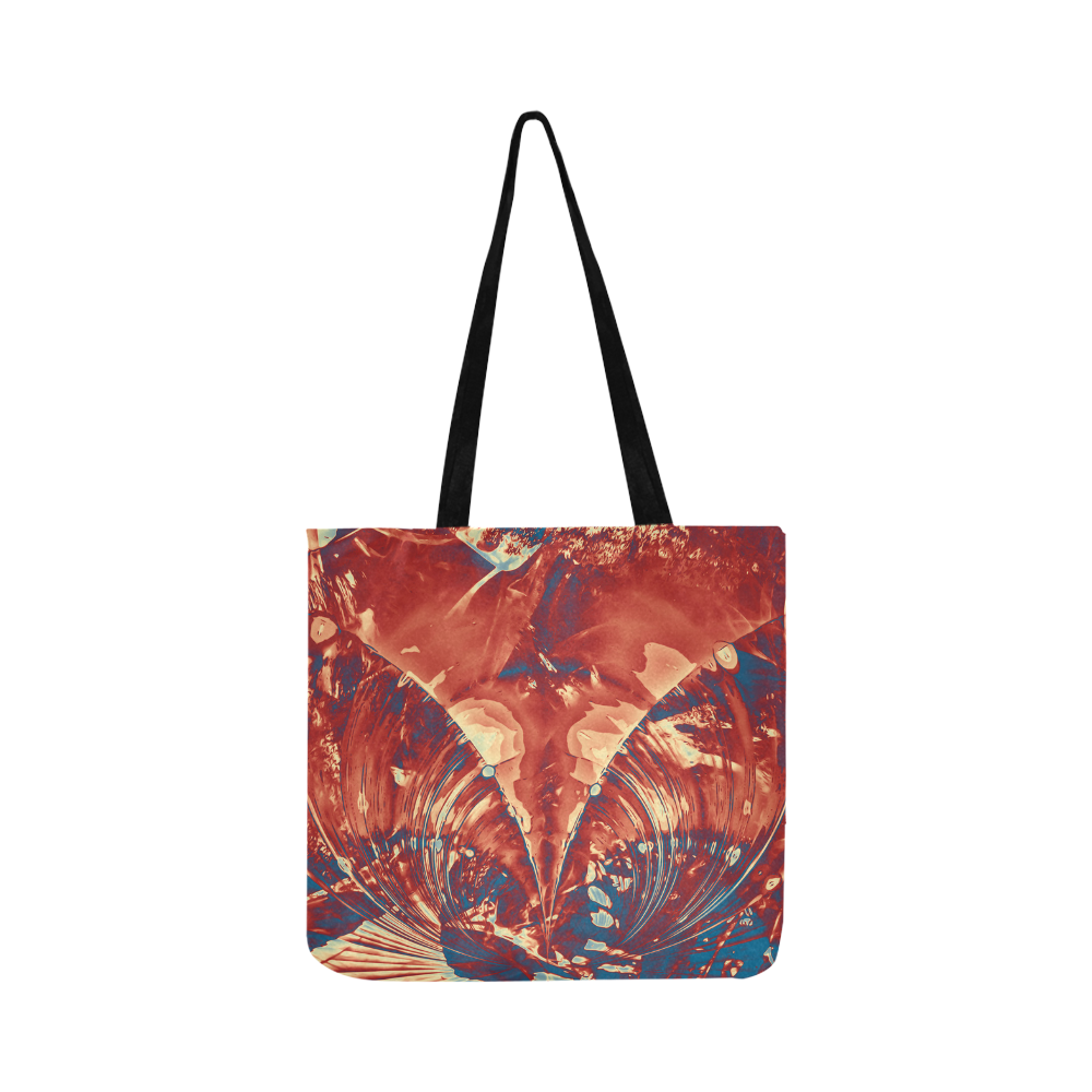 Abstract Fractal Painting - dark red blue beige Reusable Shopping Bag Model 1660 (Two sides)