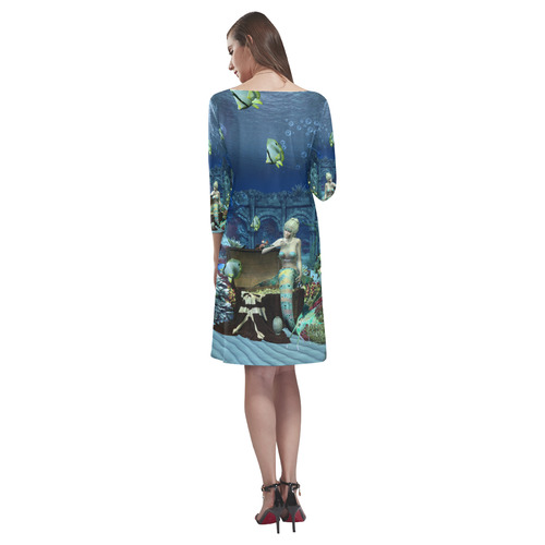 Underwater wold with mermaid Rhea Loose Round Neck Dress(Model D22)