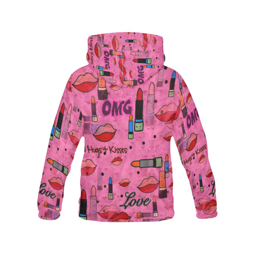 Lipstick Popart by Nico Bielow All Over Print Hoodie for Women (USA Size) (Model H13)