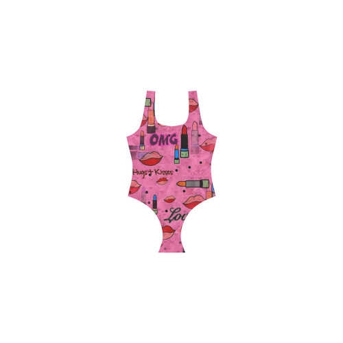 Lipstick Popart by Nico Bielow Vest One Piece Swimsuit (Model S04)