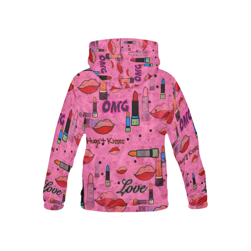 Lipstick Popart by Nico Bielow All Over Print Hoodie for Kid (USA Size) (Model H13)