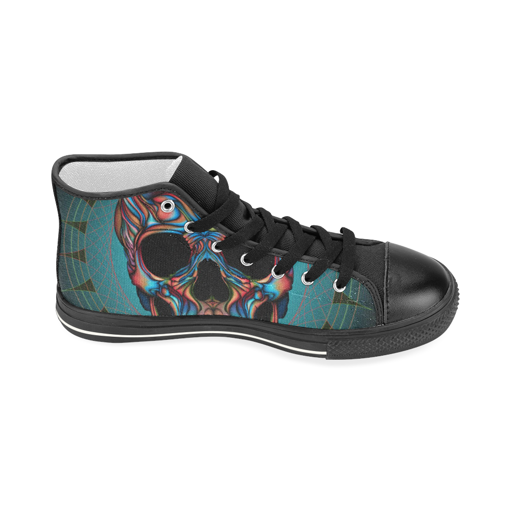 Colorful Skull Women's Classic High Top Canvas Shoes (Model 017)