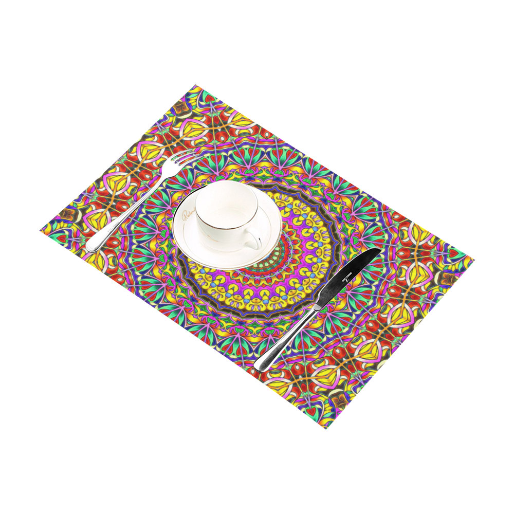Oriental Watercolor Mandala multicolored h Placemat 12''x18''