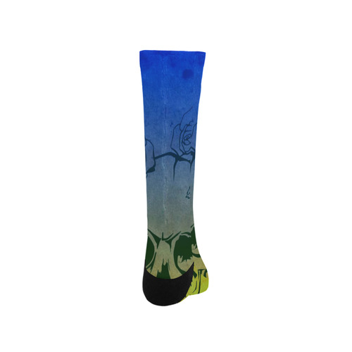 Skull with roses, gradient 2 Trouser Socks