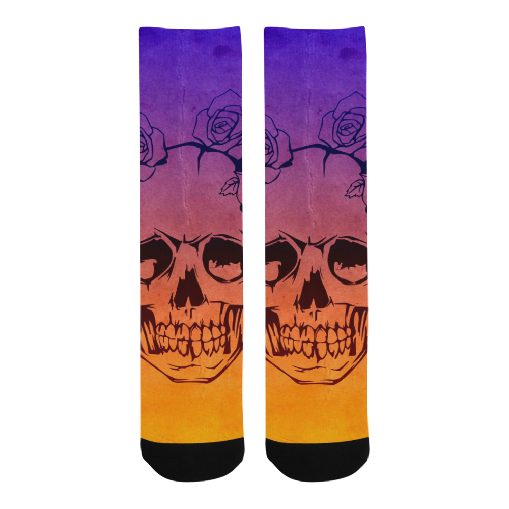 Skull with roses,gradient 1 Trouser Socks