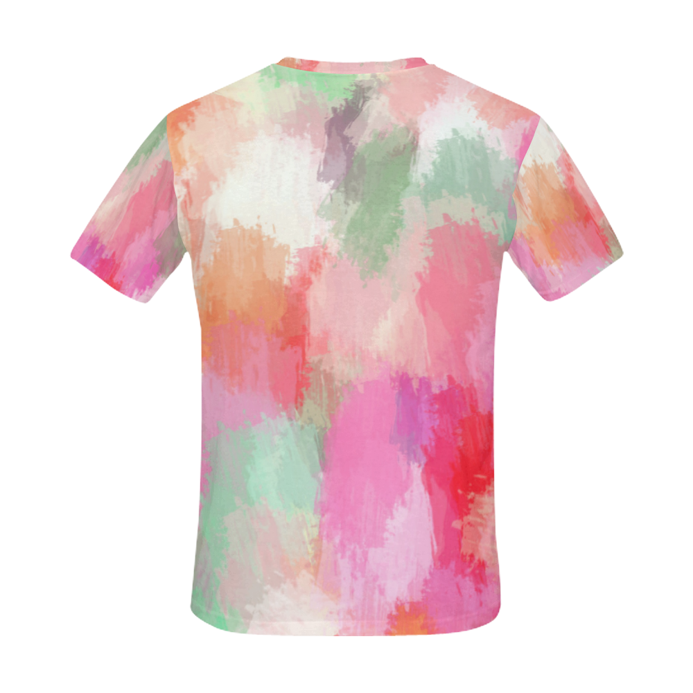 Pink Painted All Over Print T-Shirt for Men (USA Size) (Model T40)