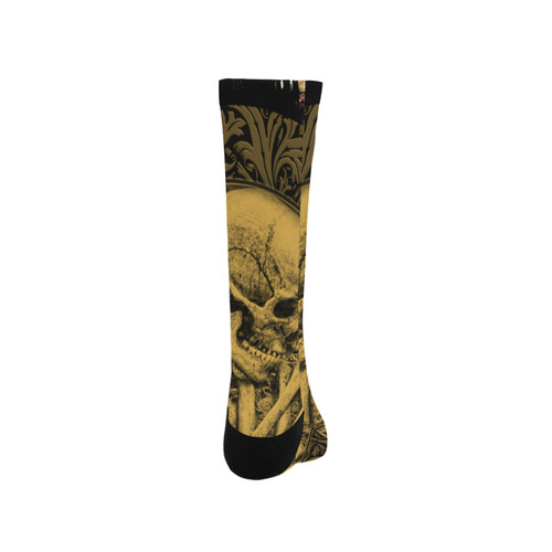 The skeleton in a round button with flowers Trouser Socks