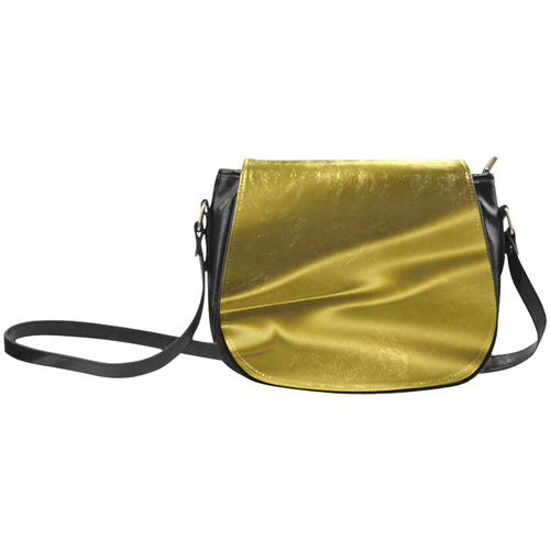 Gold satin 3D texture Classic Saddle Bag/Large (Model 1648)