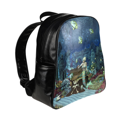 Underwater wold with mermaid Multi-Pockets Backpack (Model 1636)