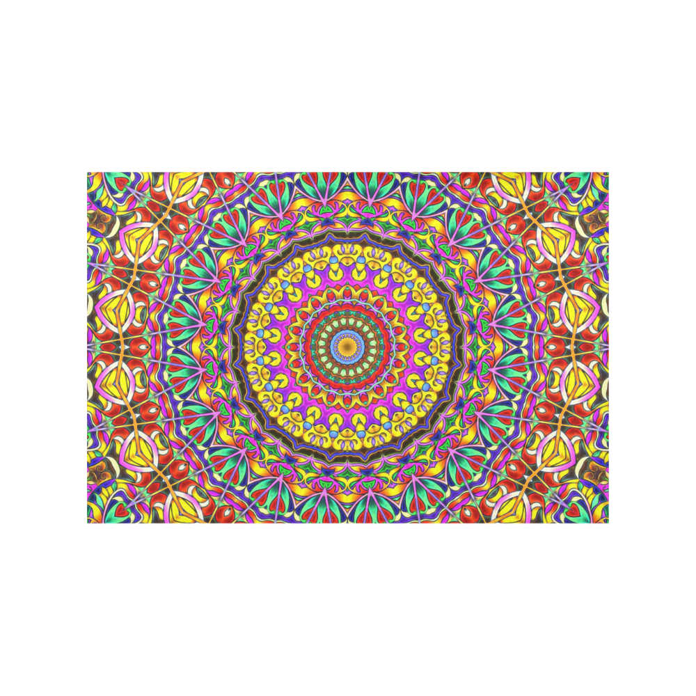 Oriental Watercolor Mandala multicolored h Placemat 12''x18''
