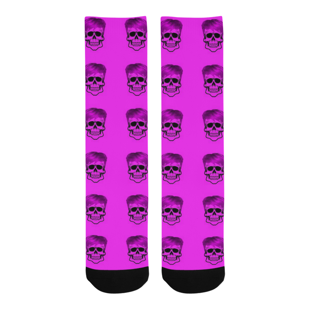 Funny Skull Pattern, pink Trouser Socks