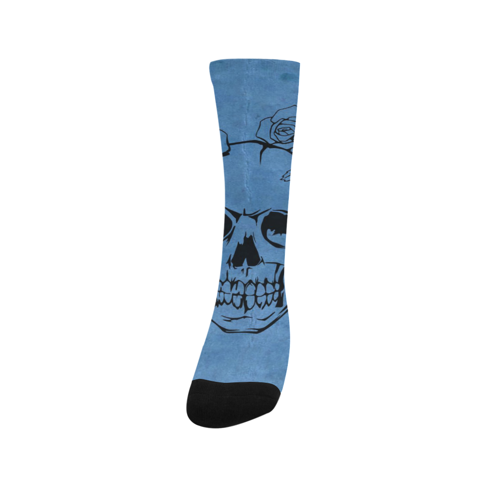 Skull with roses, blue Trouser Socks