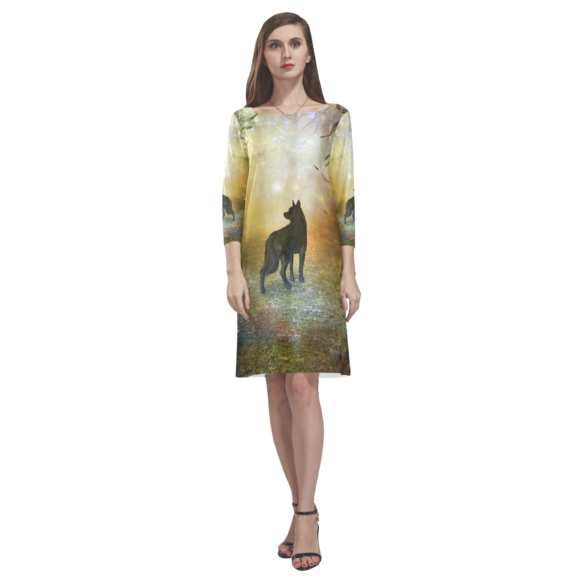 Teh lonely wolf Rhea Loose Round Neck Dress(Model D22)