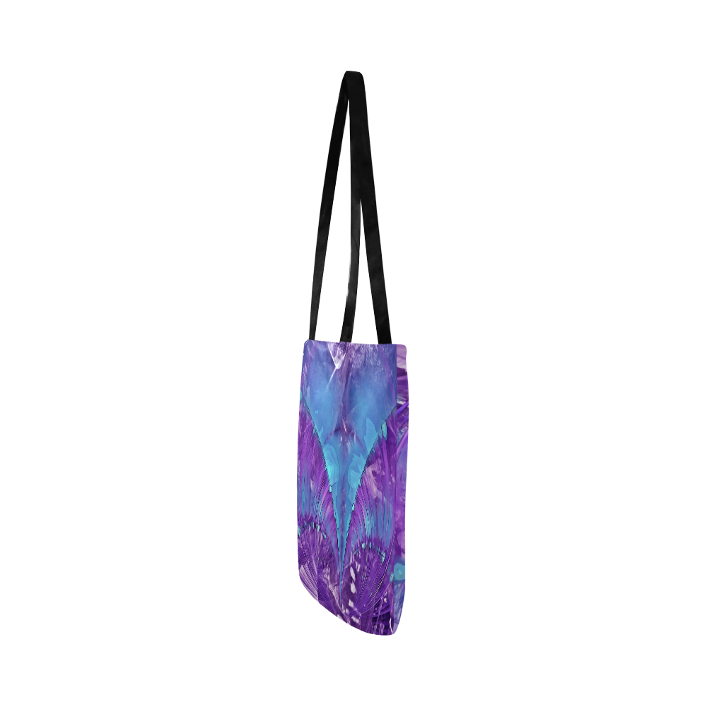 Abstract Fractal Painting - blue magenta pink Reusable Shopping Bag Model 1660 (Two sides)