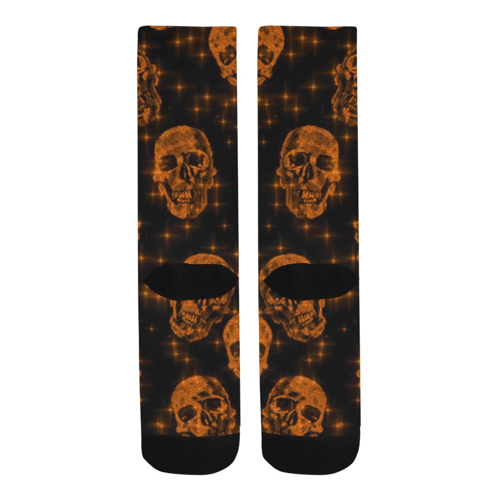 sparkling glitter skulls orange by JamColors Trouser Socks