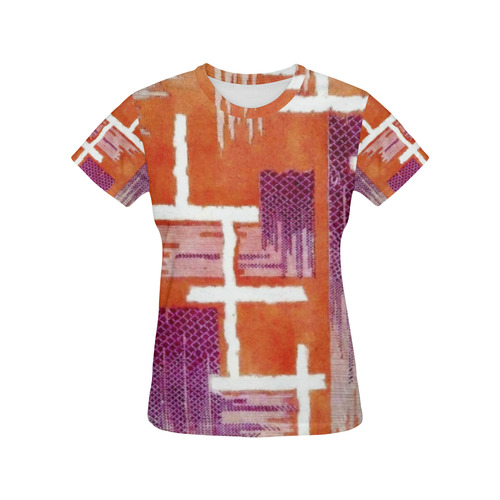 Diamond Weave Anemone Harvest All Over Print T-Shirt for Women (USA Size) (Model T40)