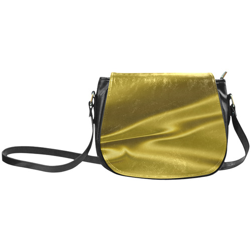 Gold satin 3D texture Classic Saddle Bag/Small (Model 1648)