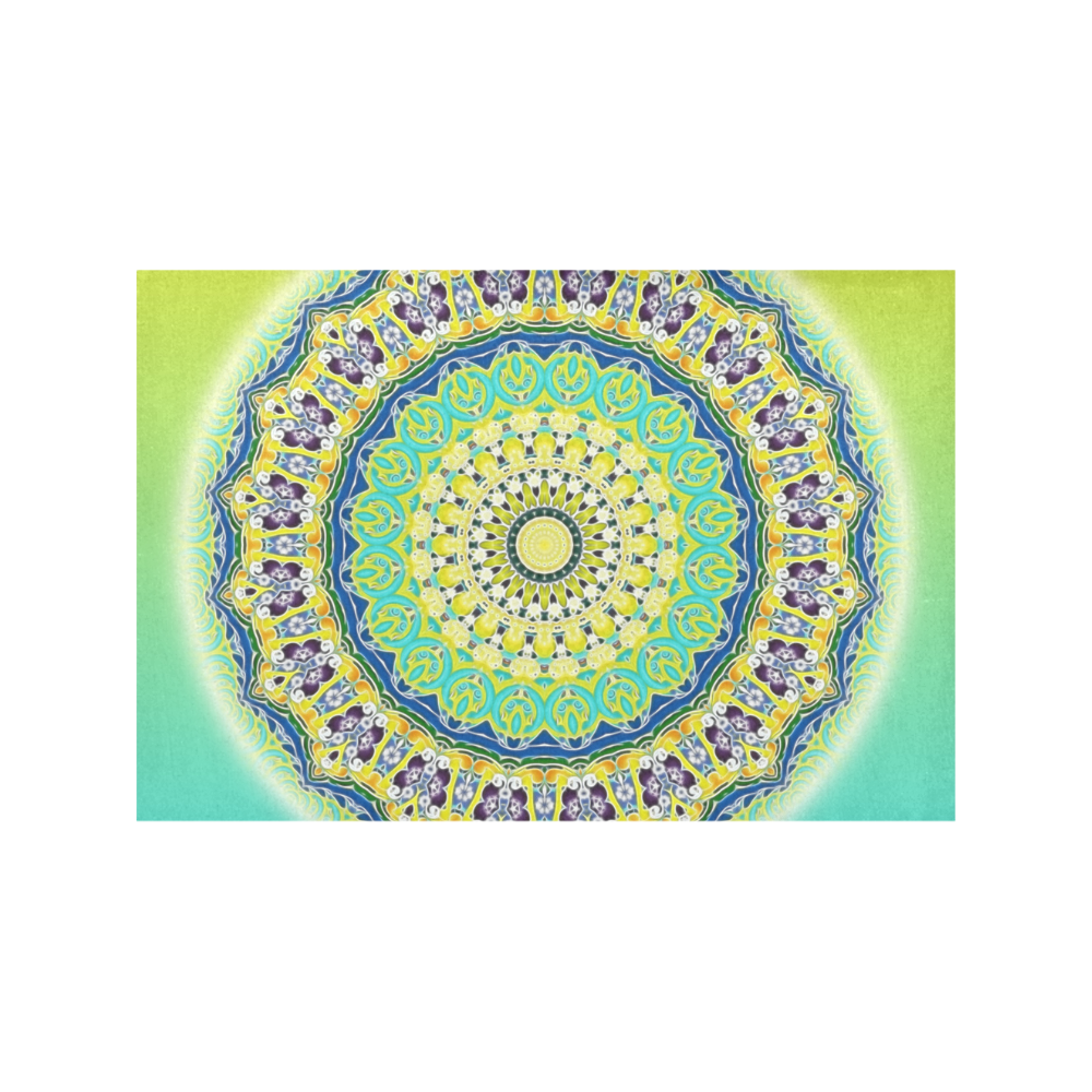 Power Mandala - Blue Green Yellow Lilac Placemat 12''x18''