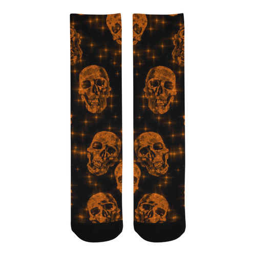 sparkling glitter skulls orange by JamColors Trouser Socks