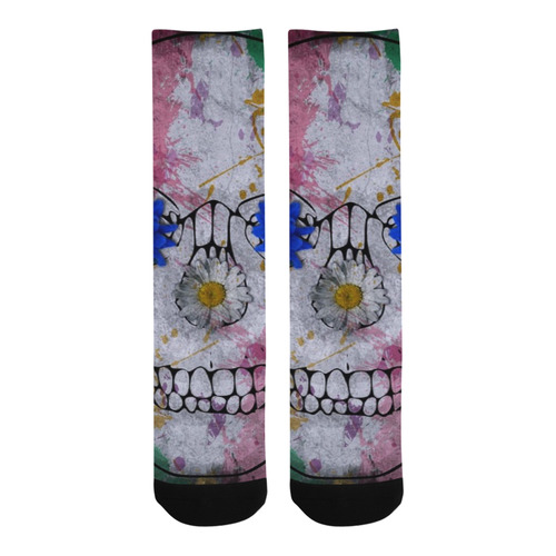 flower power skull Trouser Socks