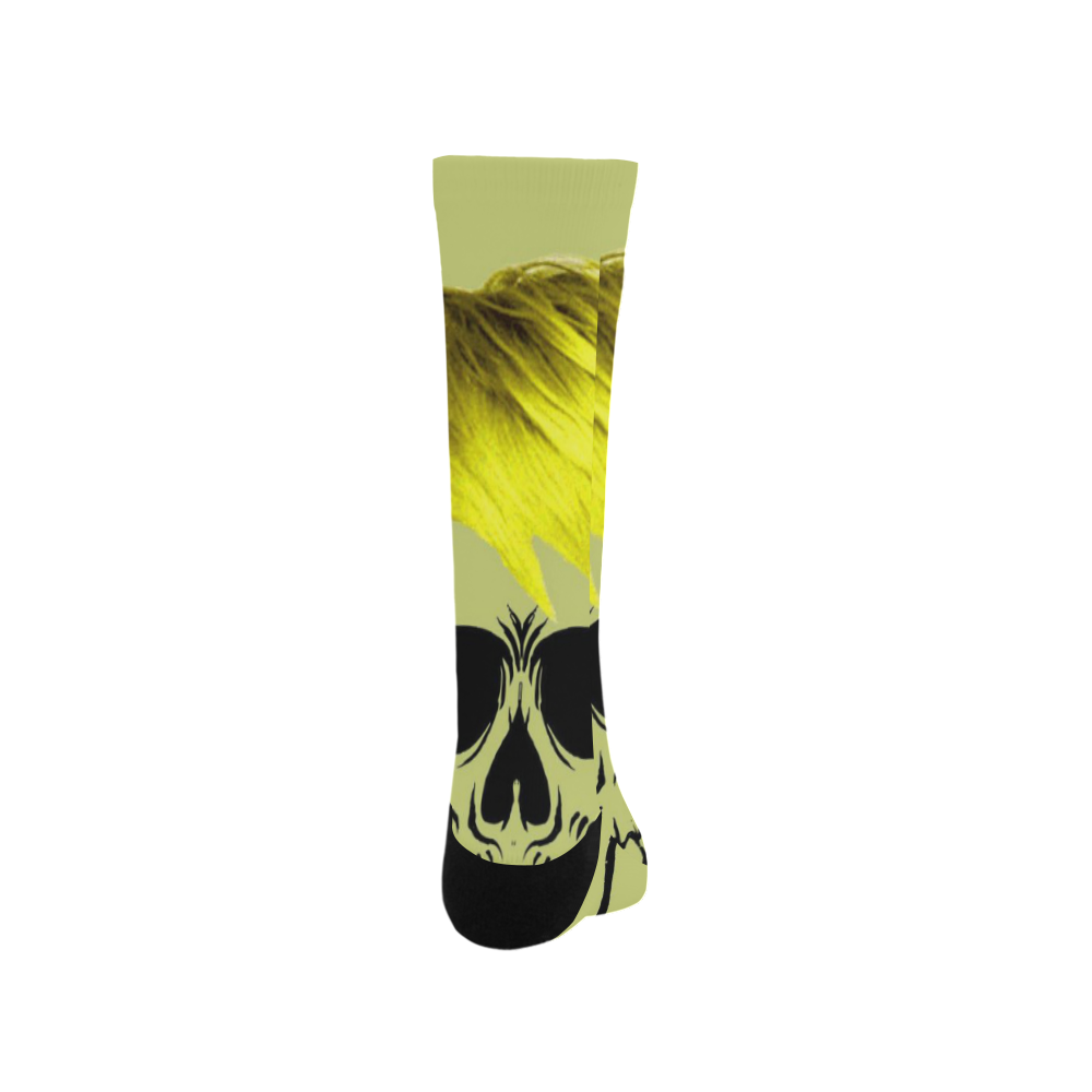 funny skull, yellow Trouser Socks