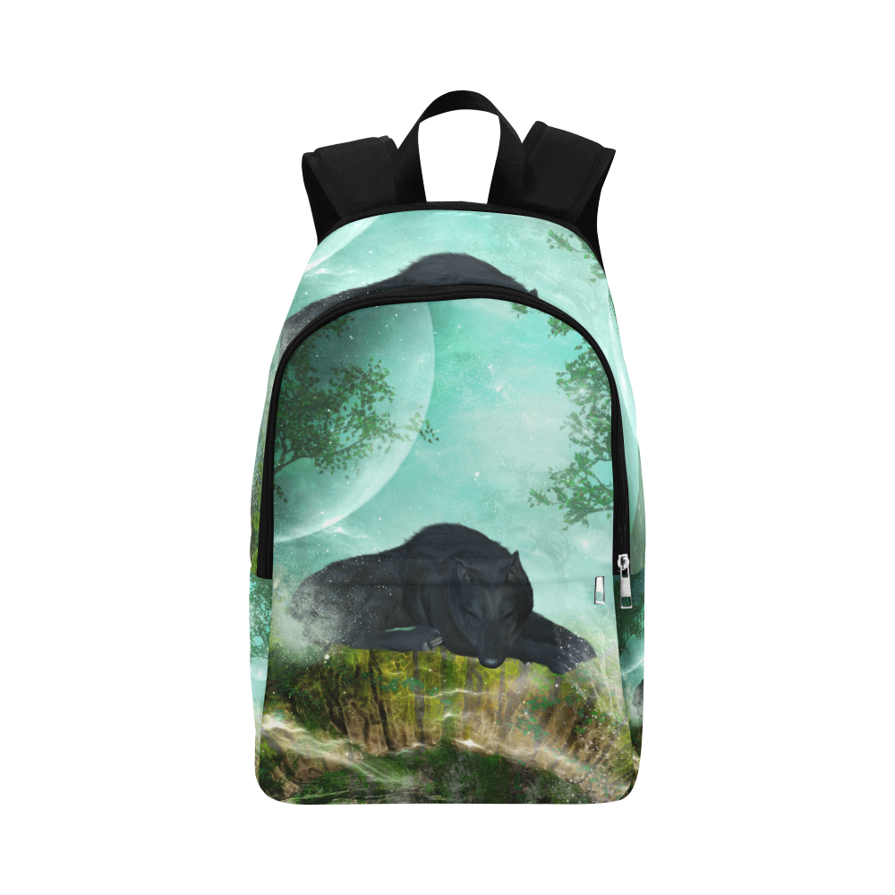 Sleeping wolf in the night Fabric Backpack for Adult (Model 1659)