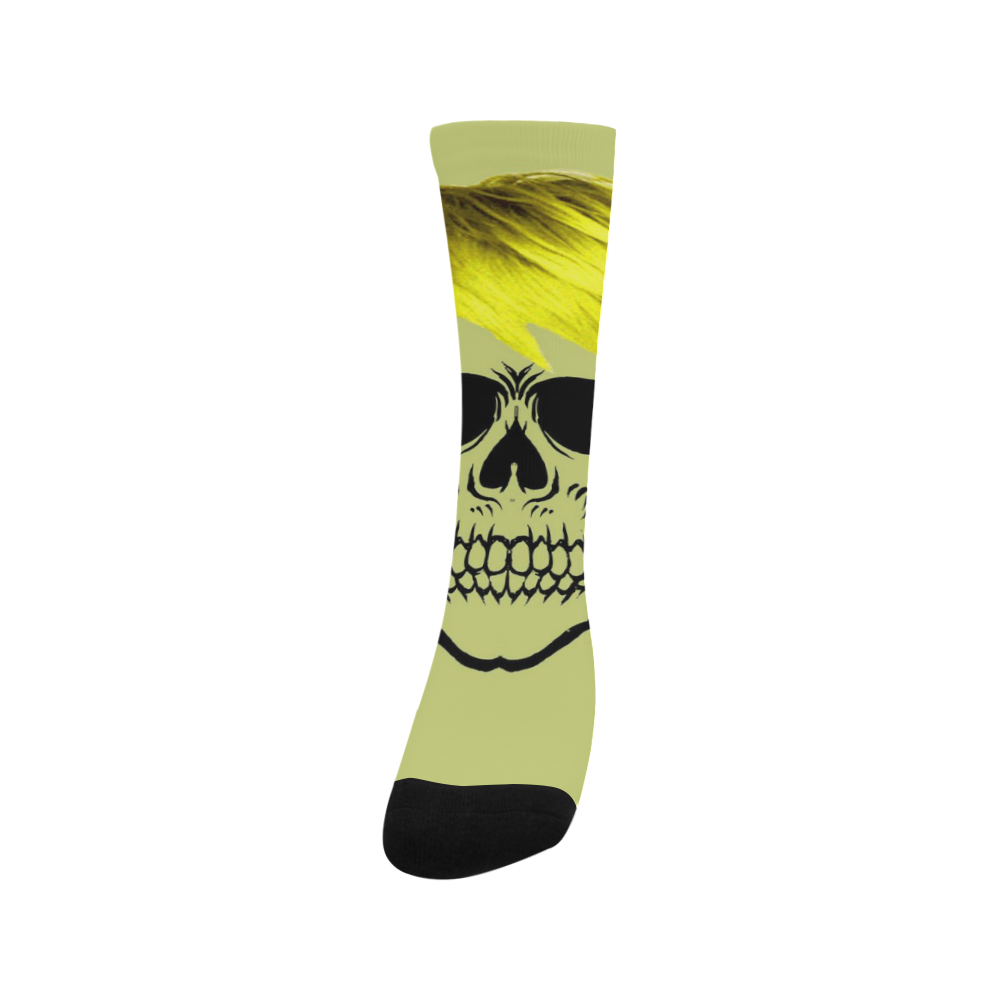 funny skull, yellow Trouser Socks