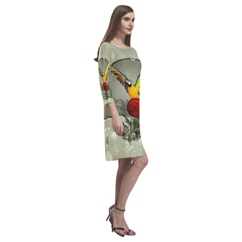 Wonderful parrot Rhea Loose Round Neck Dress(Model D22)