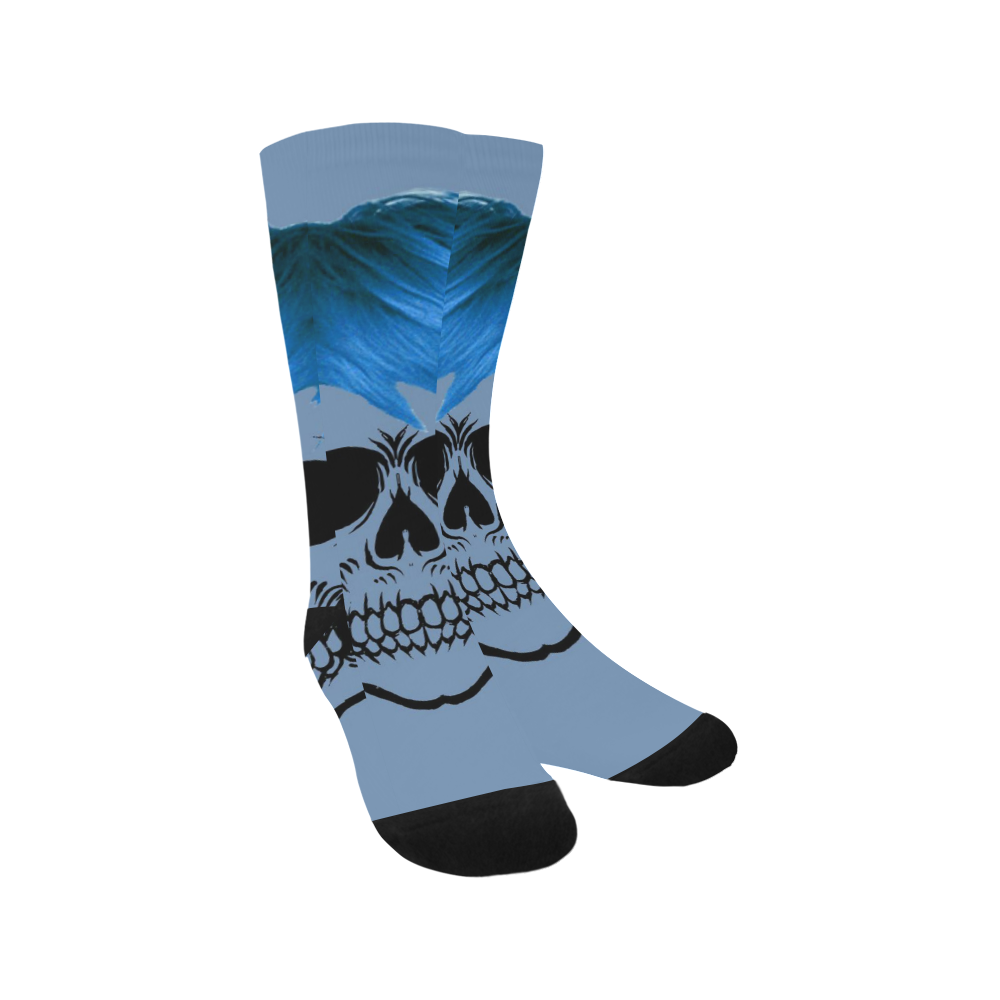 funny Skull, blue Trouser Socks