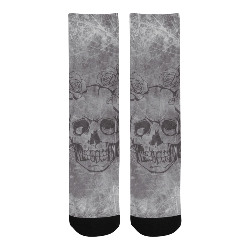 scratchy skull with roses A by JamColors Trouser Socks