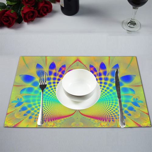 Summers Tropical Awakening Fractal Abstract Placemat 12’’ x 18’’ (Set of 6)