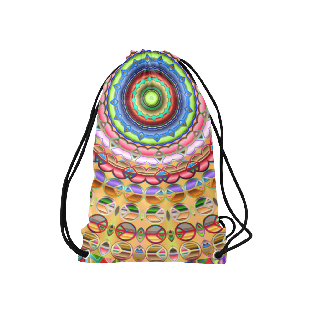 Peace Mandala Small Drawstring Bag Model 1604 (Twin Sides) 11"(W) * 17.7"(H)