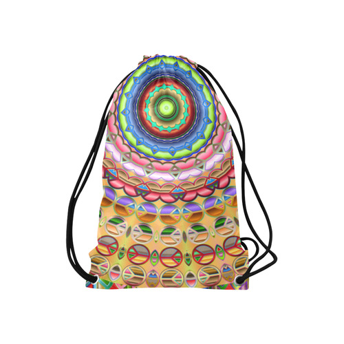 Peace Mandala Small Drawstring Bag Model 1604 (Twin Sides) 11"(W) * 17.7"(H)