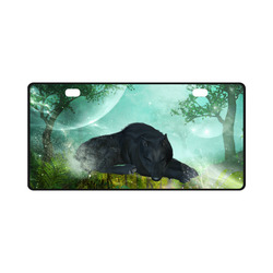 Sleeping wolf in the night License Plate