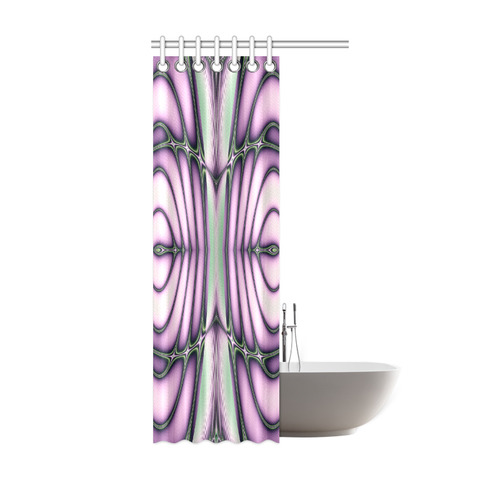 Pink and Green Ripples Fractal Abstract Shower Curtain 36"x72"
