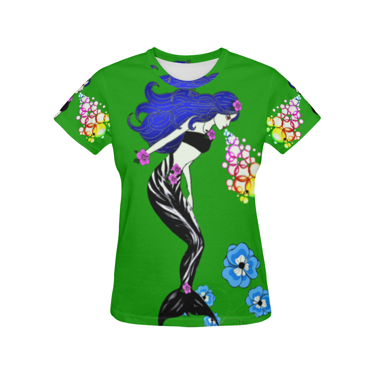 Evil Erica Mermaid Green All Over Print T-Shirt for Women (USA Size) (Model T40)