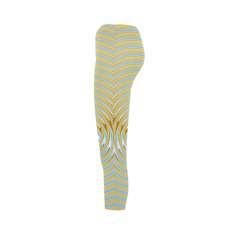 Gold Blue Rings Capri Legging (Model L02)