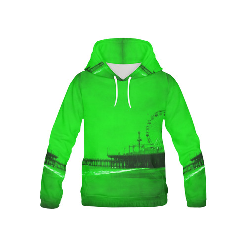 Ghostly Green Santa Monica Pier All Over Print Hoodie for Kid (USA Size) (Model H13)