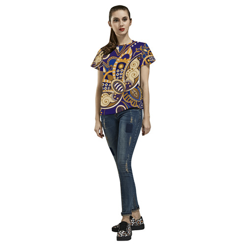 Beautiful Vintage Paisley Floral Ethnic Pattern All Over Print T-Shirt for Women (USA Size) (Model T40)