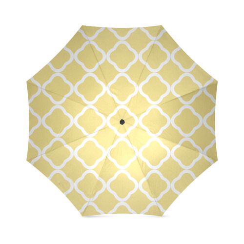 Yellow And White Quatrefoil Foldable Umbrella (Model U01)