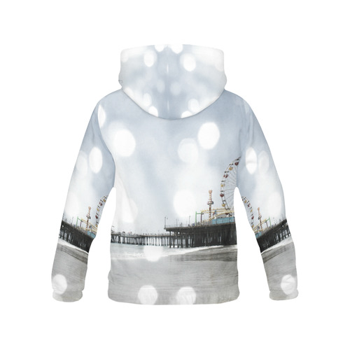Sparkling Grey Santa Monica Pier All Over Print Hoodie for Women (USA Size) (Model H13)