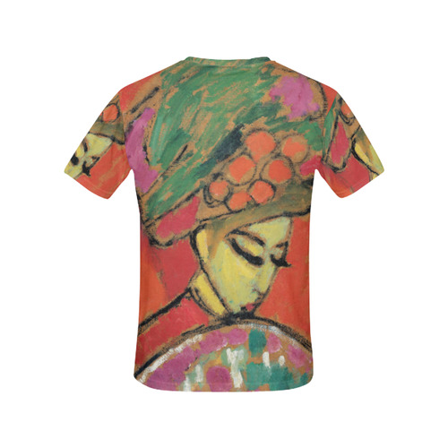 Jawlensky Young Girl Flowered Hat All Over Print T-Shirt for Women (USA Size) (Model T40)