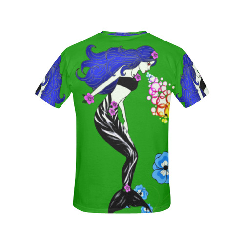 Evil Erica Mermaid Green All Over Print T-Shirt for Women (USA Size) (Model T40)