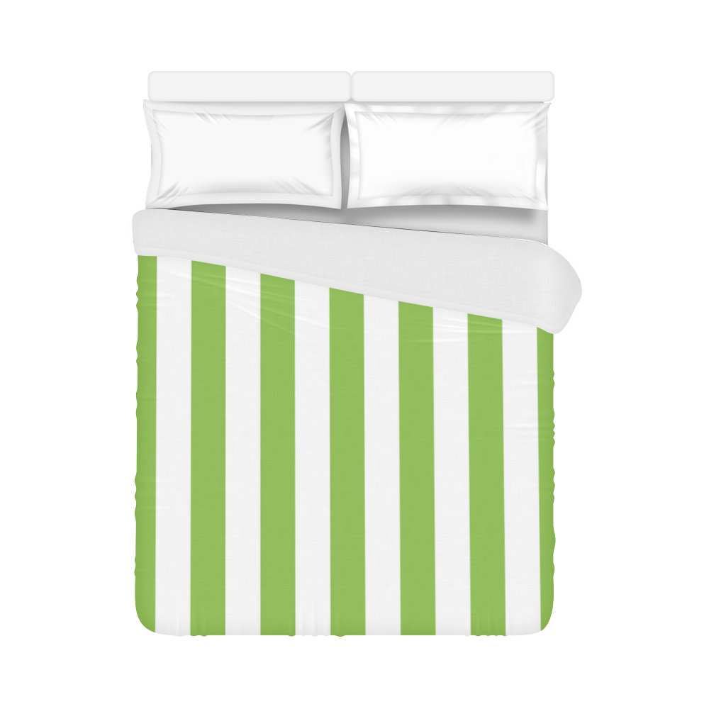 Green White Stripes Duvet Cover 86"x70" ( All-over-print)