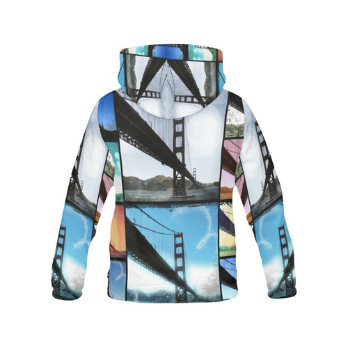 Golden Gate Bridge Collage All Over Print Hoodie for Women (USA Size) (Model H13)