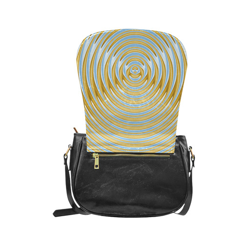 Gold Blue Rings Classic Saddle Bag/Small (Model 1648)