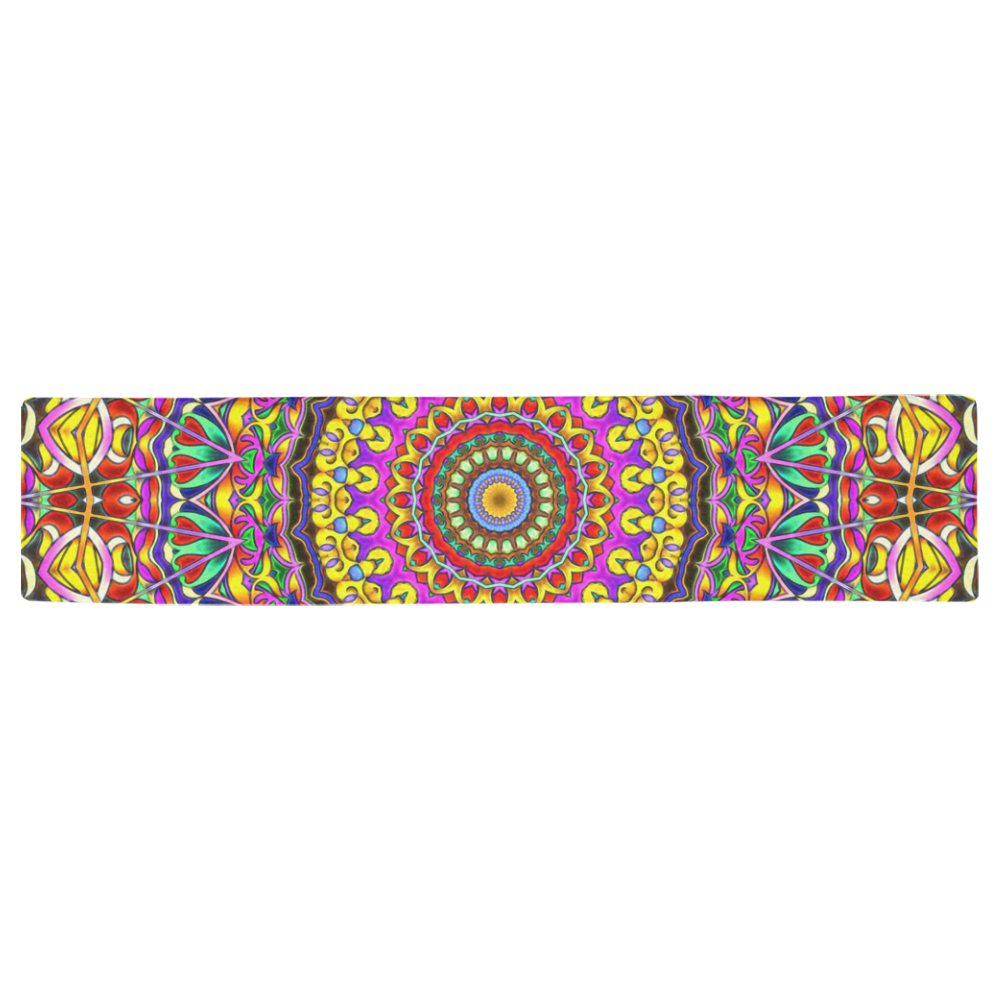 Oriental Watercolor Mandala multicolored h Table Runner 16x72 inch
