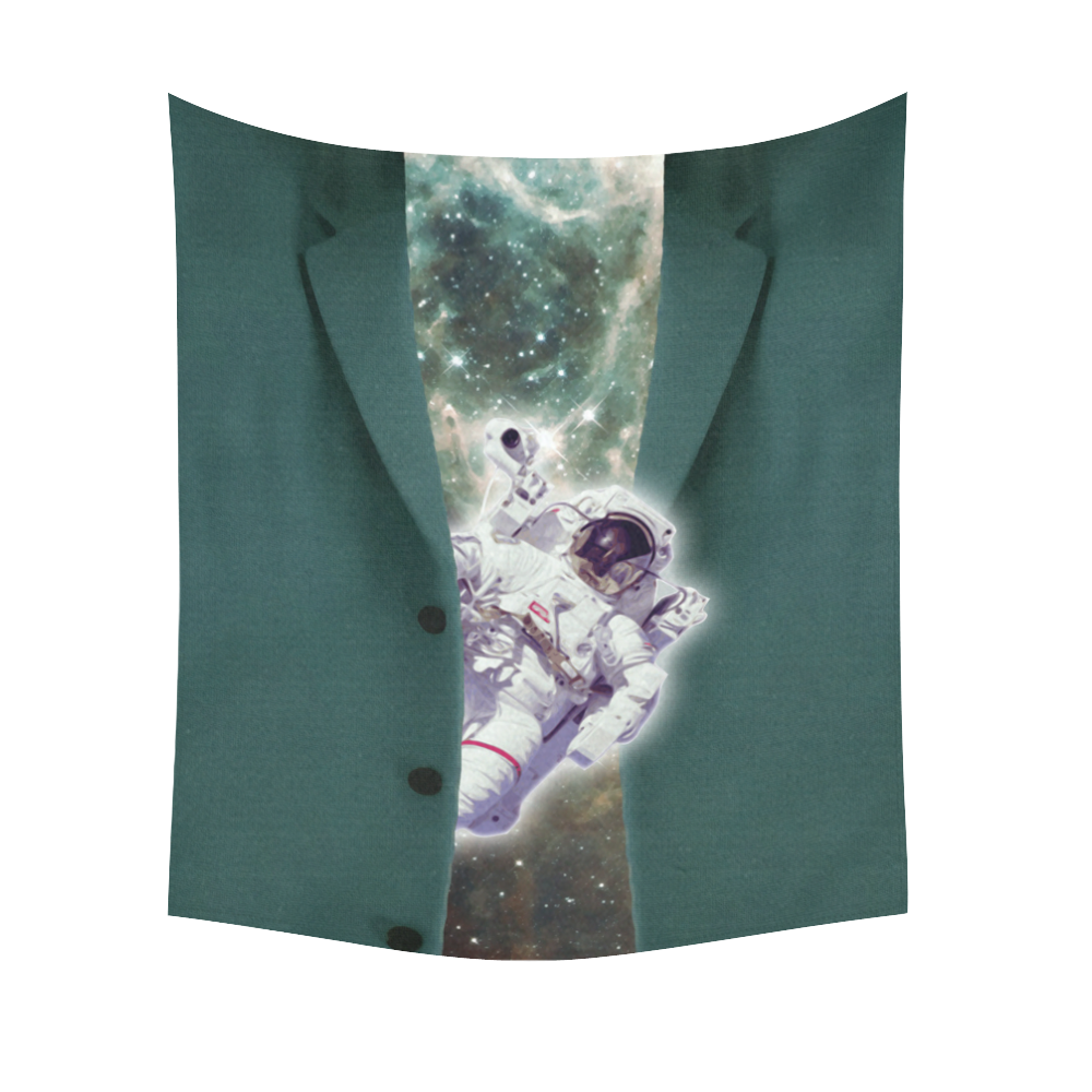 Astronaut looks out of a jacket Cotton Linen Wall Tapestry 51"x 60"
