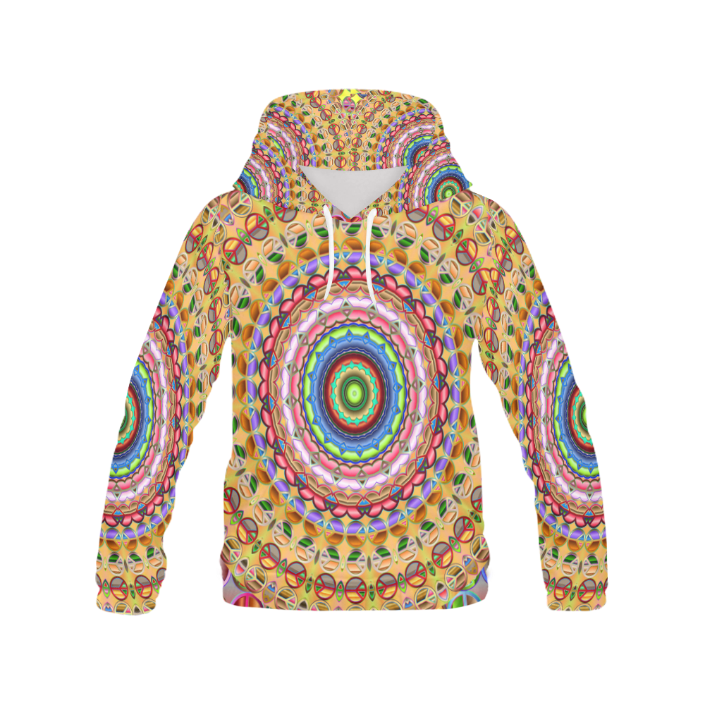 Peace Mandala All Over Print Hoodie for Women (USA Size) (Model H13)